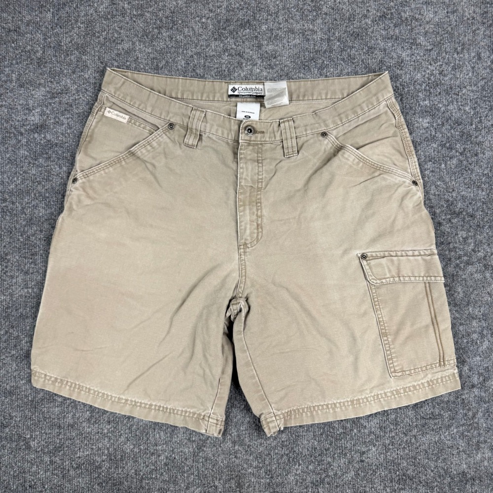 Columbia Shorts Mens Size 36 Tan Cotton Canvas Cargo Utility Outdoor